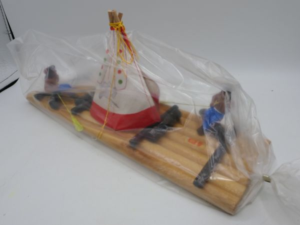 GDR Indians: Raft with tipi + 2 paddlers - in rare orig. packaging
