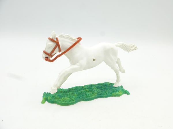 Timpo Toys Pferd langlaufend , weiß mit braunen Zügeln
