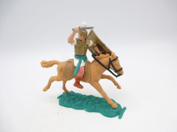 Timpo Toys Roman (white) on horse with sword + shield