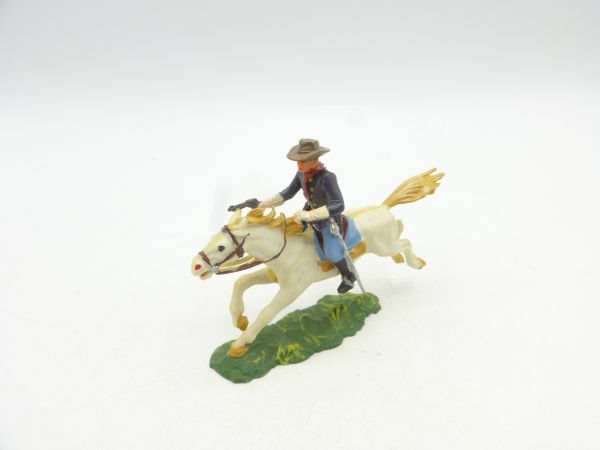 Elastolin 4 cm US-Kavallerist zu Pferd mit Pistole, Nr. 7030