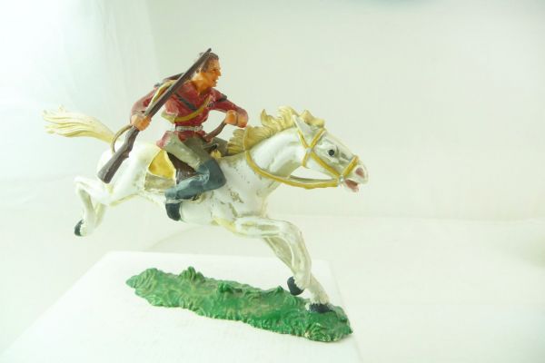 Elastolin 7 cm Cowboy zu Pferd mit Gewehr, Nr. 6990 - mit Originalpreisschild