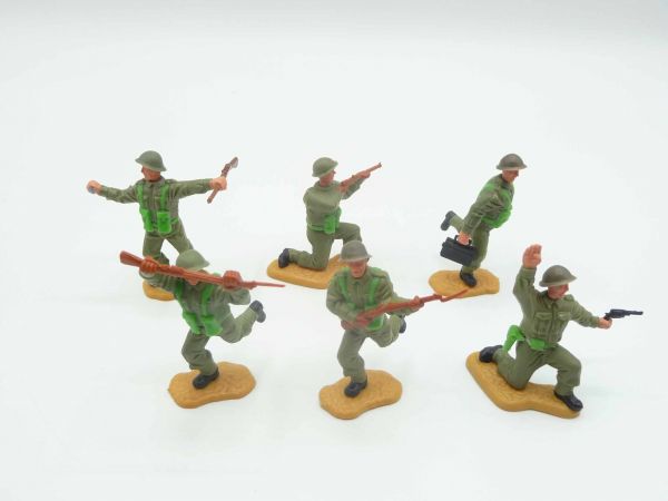 Timpo Toys 6 Englische Soldaten 2. Version mit Stahlhelm