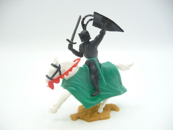 Timpo Toys Black knight on horseback with sword + shield