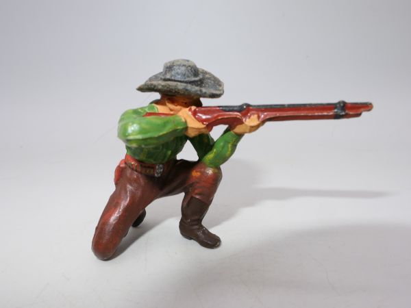 Elastolin 7 cm Cowboy kniend schießend, Nr. 6964, Bem. 2, grünes Hemd