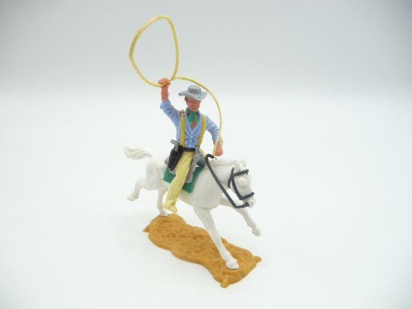 Timpo Toys Cowboy 4th version riding with lasso - nice colour combination, unused