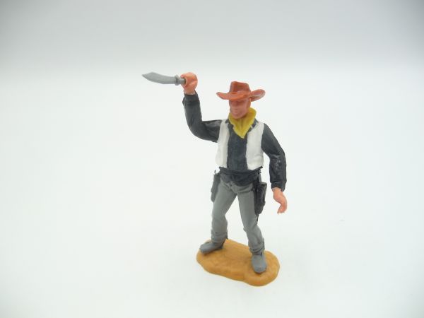 Timpo Toys Cowboy 2. version standing with knife, curry coloured hat - rare