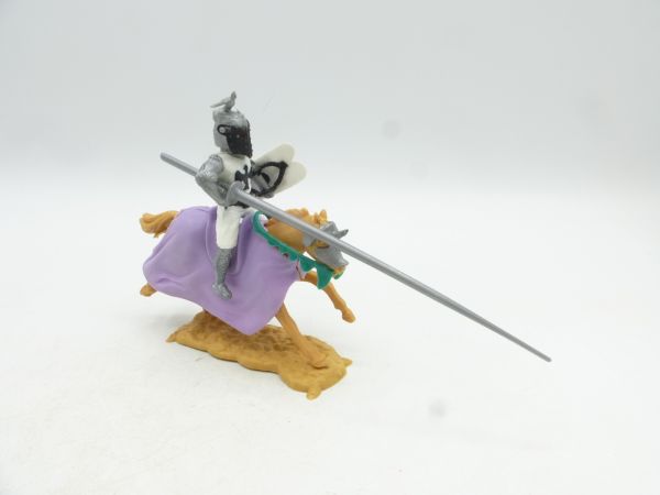 Timpo Toys Tournament knight riding, white/black with grey lance