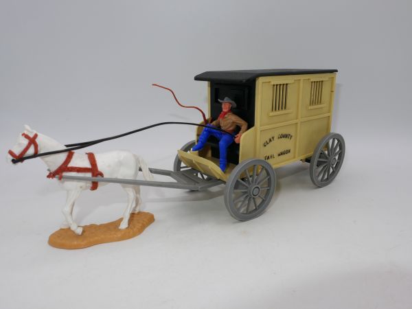 Timpo Toys Jail wagon, beige/yellow, grey wheels - rare