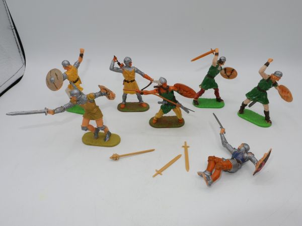 Elastolin 7 cm Group of Normans, Vikings, Knights (7 figures) - collector's painting, see photo
