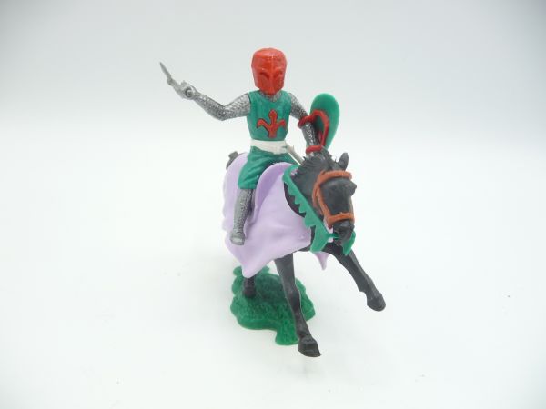 Timpo Toys Knight riding, green/red, with axe on the side