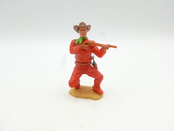 Timpo Toys Cowboy 2nd version crouching with short rifle, red