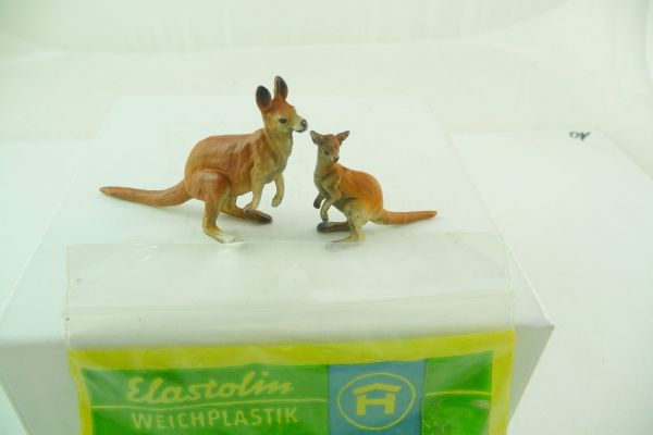 Elastolin soft plastic Kangaroo with young - orig. packing / bag