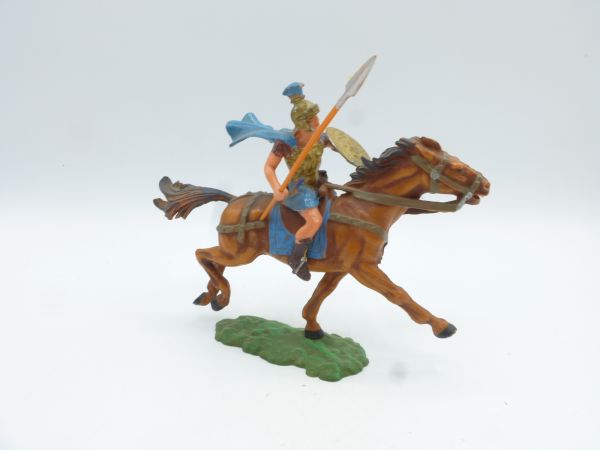 Elastolin 7 cm Horseman with cape (light blue) + lance, No. 8457