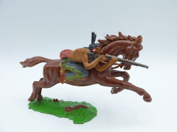 Elastolin 7 cm Indianer seitlich am Pferd mit Gewehr - Umbau