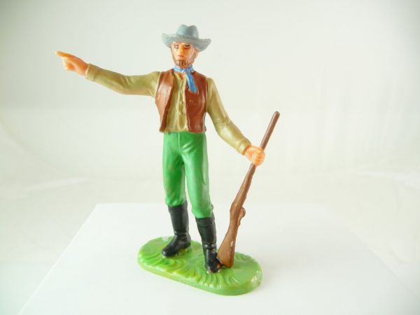 Elastolin 7 cm Settler standing with rifle (brown jacket), No. 7706 - top condition