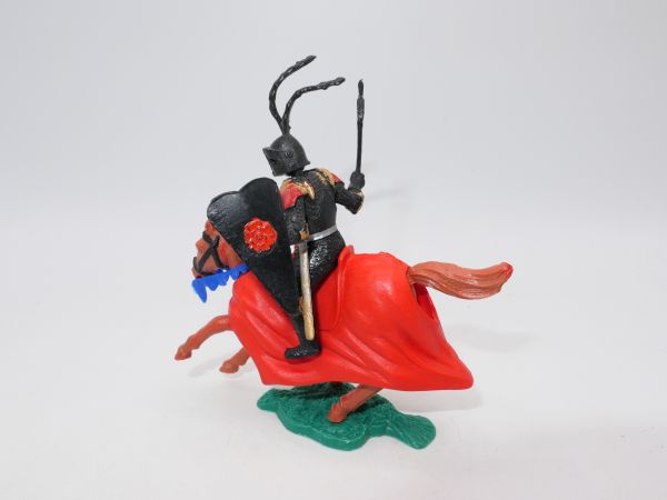 Timpo Toys Black knight on horseback with battle axe - collector's painting