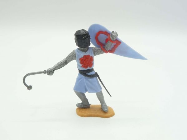 Timpo Toys Medieval knight with flail, light blue/red (black head)
