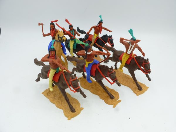 Timpo Toys Indian 2nd version on horseback (6 figures) - complete set