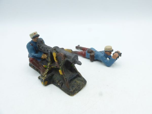 2 Soldaten mit Fernglas + MG-Stellung