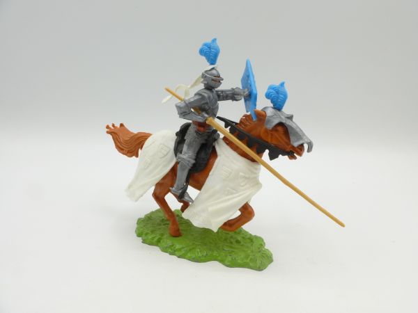 Elastolin 7 cm Great tournament knight with lance, blue accessories - rare
