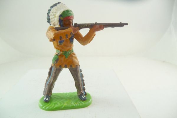 Elastolin 7 cm Indianer stehend schießend, Nr. 6840, orange Jacke