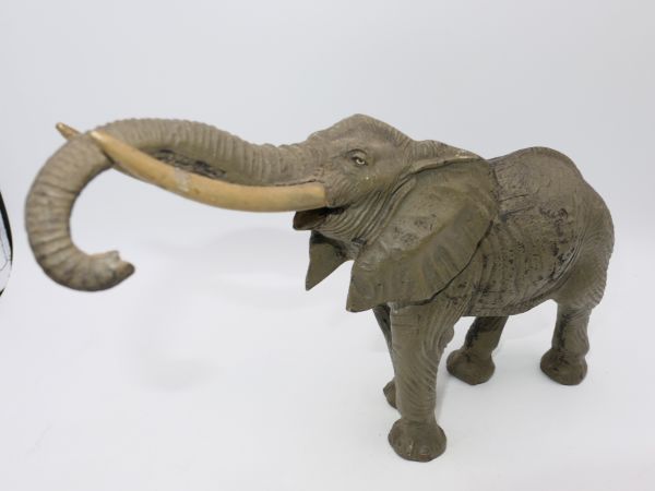 Lineol Elefant, Rüssel oben - frühe Figur, Zustand siehe Fotos