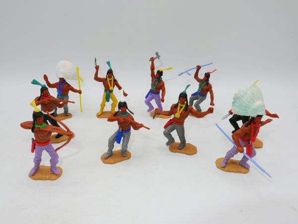 Timpo Toys Satz Indianer 2. Version stehend (10 Figuren) - beige Bodenplatten