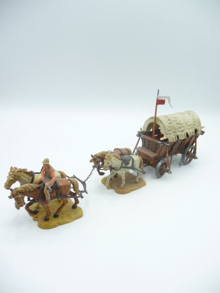 Elastolin 4 cm Chariot with 4 early horses, No. 9874 - great condition