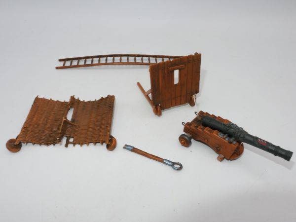 Elastolin 4 cm (damaged) Siege equipment / cannons - see photos for damage