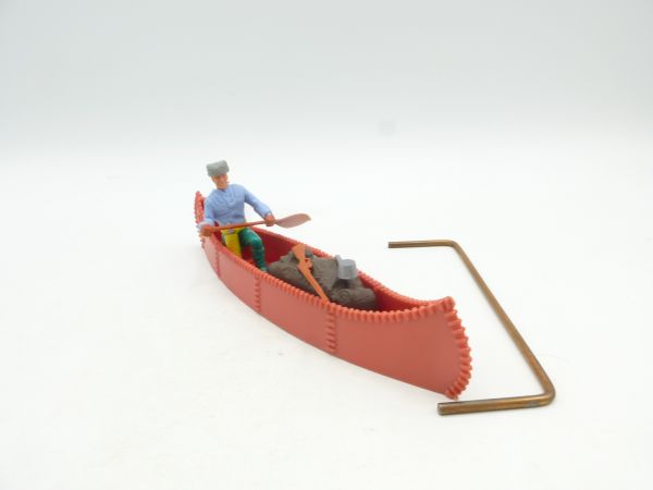 Timpo Toys Trapper canoe, matt red (trapper + load) - rare