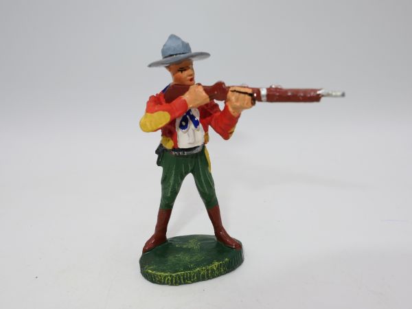 Elastolin (compound) Cowboy standing shooting - rare red jacket, brand new