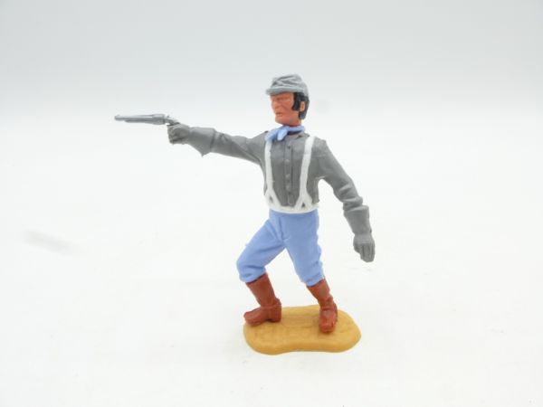 Timpo Toys Confederate Army soldier 3rd version on foot, soldier firing with pistol