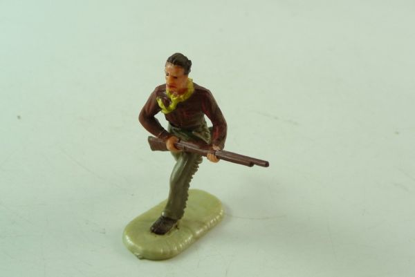 Elastolin 4 cm Trapper mit Gewehr rennend Nr. 6976 - tolle Bemalung