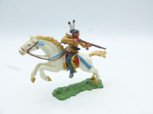 Elastolin 4 cm Indianer zu Pferd, Gewehr hinten, Nr. 6851