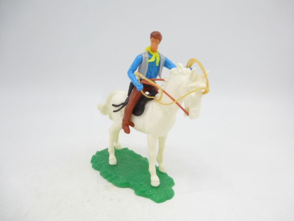 Elastolin 5,4 cm Cowboy reitend mit Lasso - seltenes Pferd