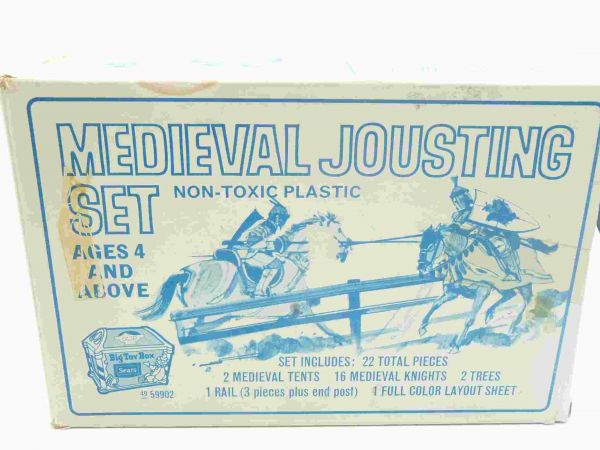 Timpo Toys Medieval Jousting Set (22 pieces) with game plan - rare black fence