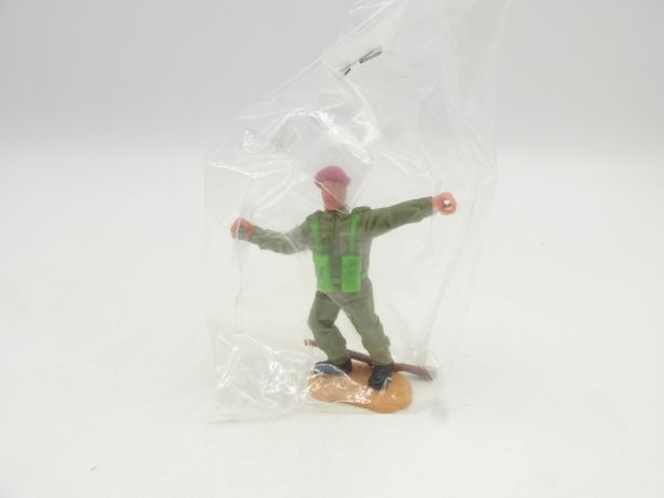 Timpo Toys Englischer Soldat (rotes Barett) mit Gewehr + Handgranate