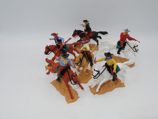 Timpo Toys 6 Cowboys reitend - komplett, in verschiedenen Posen