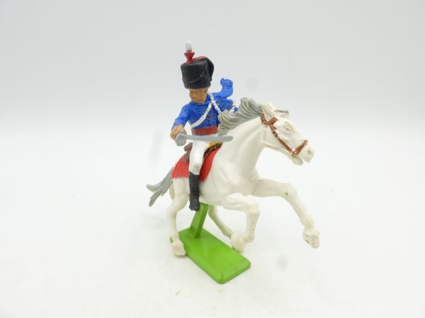 Britains Deetail Waterloo soldier riding, blue uniform, sabre at side