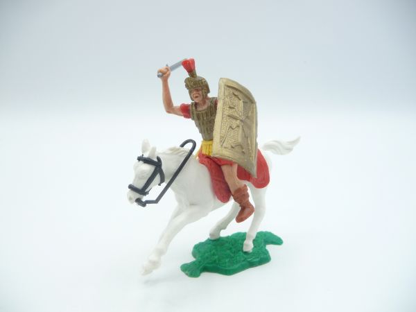 Timpo Toys Römer zu Pferd, rot, mit Schwert von oben schlagend - Schlaufen ok