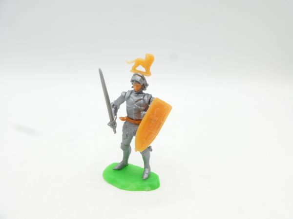 Elastolin 5,4 cm Ritter stehend mit Schwert + Schild (oranges Schild)