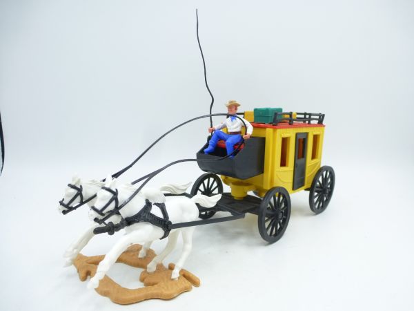 Timpo Toys Postkutsche mit Kutscher 3. Version (schwarzes Chassis)
