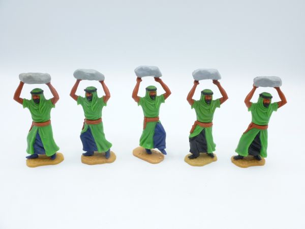 Timpo Toys 5 stone hurlers, different foot positions + inner trousers