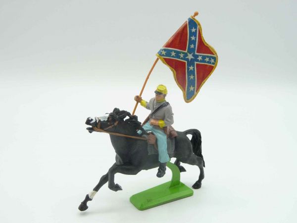 Britains Deetail Confederate Army soldiers riding with flag - on rare horse, see photos