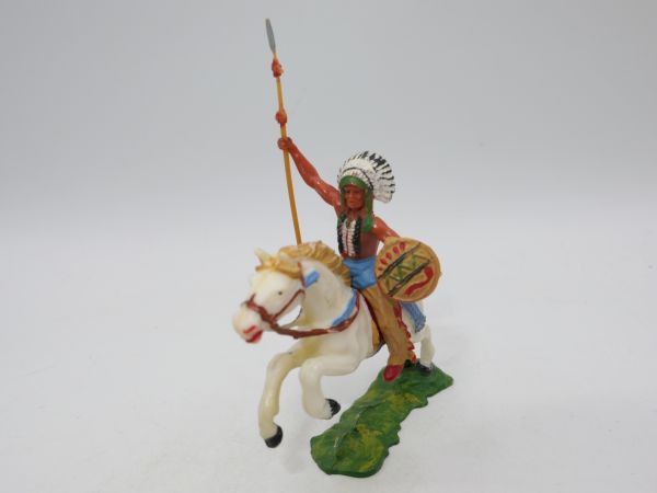 Elastolin 4 cm Chief on horseback with lance, No. 6854