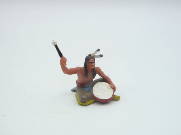 Elastolin 4 cm Indian sitting with drum, No. 6836 - beautiful figure