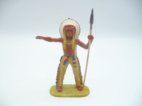 Elastolin 7 cm Chief standing with spear, No. 6801, painting 2 - great figure