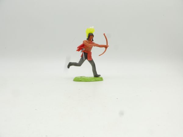 Elastolin 7 cm Irokese laufend mit Bogen - Metallsockel
