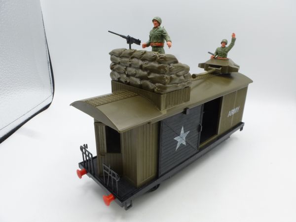 Timpo Toys Army Train Transport Wagon with Crew - complete