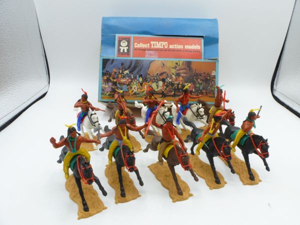 Timpo Toys Schüttkarton mit 10 Indianer 3. Version reitend